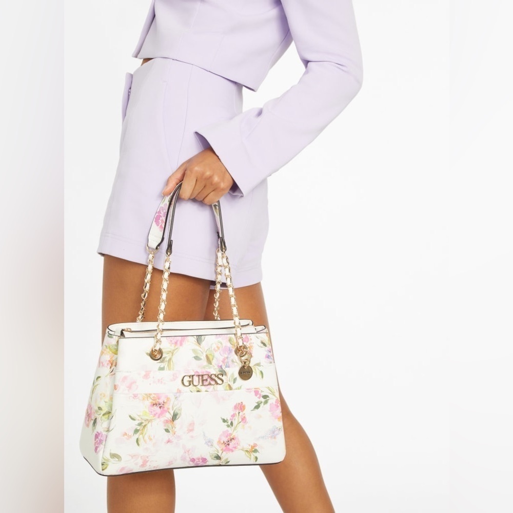New GUESS Mattia Floral Satchel - Picture 4 of 11